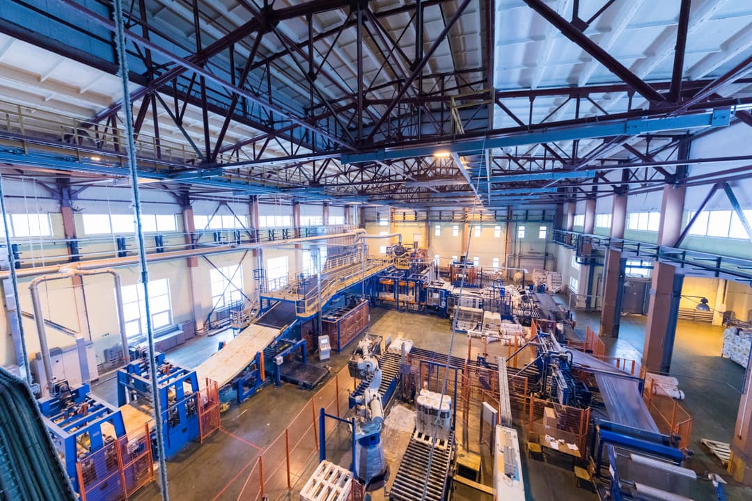 Factory with industrial machinery and equipment, ready to relocate to a new location
