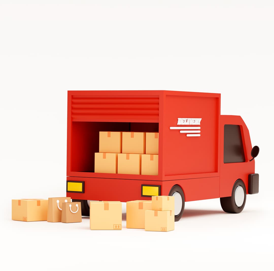 Illustration of a truck loaded with boxes, representing transportation and logistics services