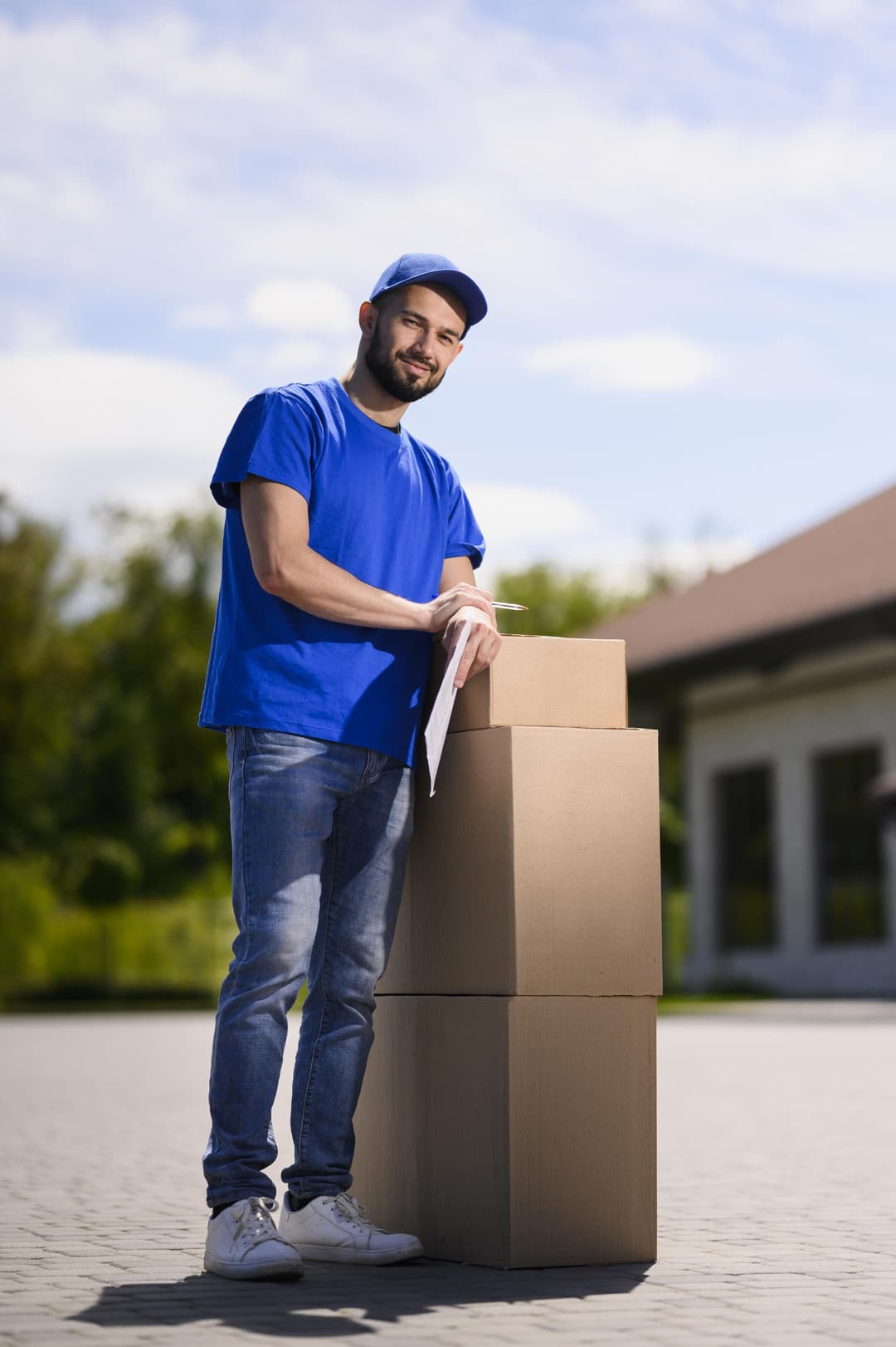 Worker checking items during the moving process, ensuring careful handling and organization